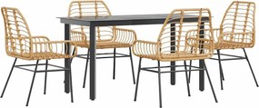 vidaXL 5 észes barna polyrattan üveg kerti étkezőgarnitúra