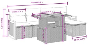 6 részes bézs polyrattan kerti ülőgarnitúra párnával