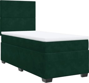 vidaXL sötétzöld bársony rugós ágy matraccal 90x190 cm