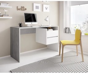 MARLO fiókos íróasztal, betonhatású szürke/fehér