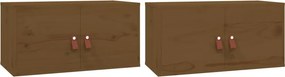 vidaXL 2 db mézbarna tömör fenyőfa faliszekrény 60 x 30 x 30 cm