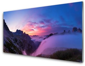 Akrilkép Fog Mountain Sunrise 100x50 cm