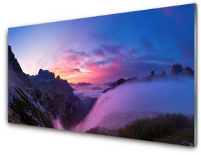 Akrilkép Fog Mountain Sunrise 120x60 cm 2 fogas