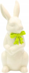 Kerámia álló nyuszi fehér, lime masnival 21 cm