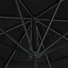 fekete kültéri napernyő alumíniumrúddal 600 cm