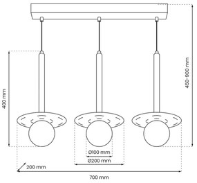 Csillár zsinóron FUTURA 3xG9/7W/230V fekete