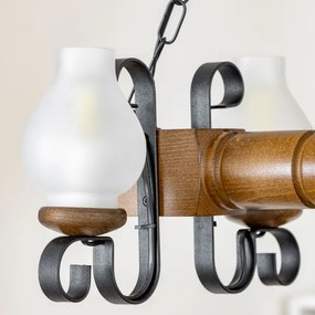 Brilagi - Csillár láncon RUSTIC 4xE14/40W/230V bükkfa/dió