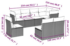 8 részes barna polyrattan kerti ülőgarnitúra párnákkal