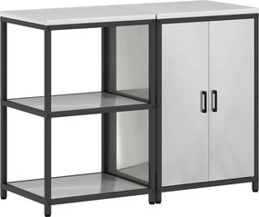 vidaXL Konyhai Tároló Készlet polcokkal 2 pcs Ezüst Horganyzott acél
