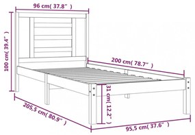 fehér tömör fenyőfa ágy matrac nélkül 90 x 200 cm