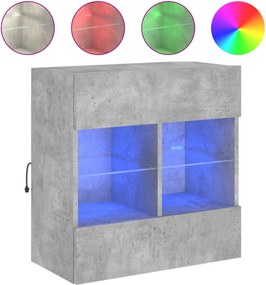 vidaXL betonszürke falra szerelhető TV-szekrény LED-del 58,5x30x60,5cm