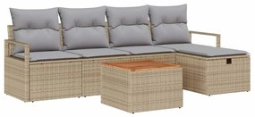 vidaXL Kerti Kanapé Szett párnával tárolóval 6 pcs Bézs polirattan