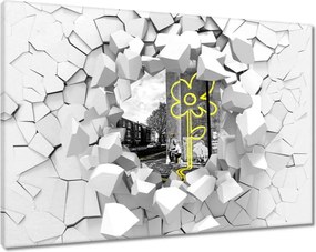 Vászonkép 120x80 Banksy sárga virág