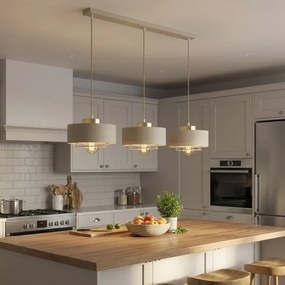 Brilagi - Kábelre függesztett csillár SPRING 3xE27/60W/230V bézs/arany
