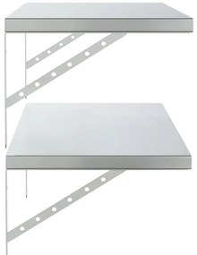 2 db ezüstszínű rozsdamentes acél fali polc 100x40 cm