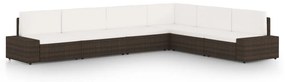 vidaXL 6 részes barna polyrattan kerti ülőgarnitúra párnákkal