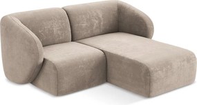 Világosbarna zsenília sarokkanapé (jobb oldali-heverő résszel) Lani – Makamii