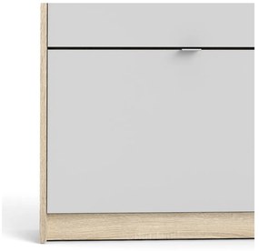 Shoes fehér cipőtartó 4 billenő fiókkal és tölgyfa dekoros kerettel, mélység 17 cm - Tvilum
