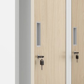 Pléh öltözőszekrény talpazaton, négymodulos, polcokkal, KACPER II, 800 x 1800 x 500 mm, Eco Design: fehér/ sonoma tölgy