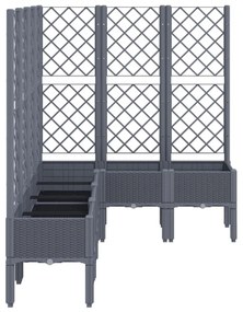 szürke PP rácsos kerti ültetőláda 160 x 120 x 142 cm