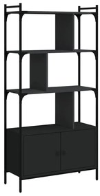 fekete szerelt fa könyvespolc ajtókkal 76,5 x 30 x 154,5 cm