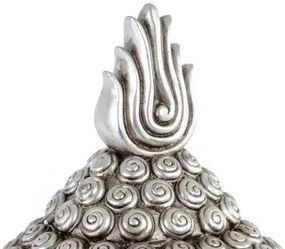 Buddha fej szobor fekete ezüst 27x24x49 cm