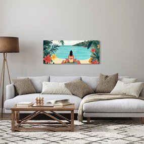 Kép - Jóga nő a tengerparton (120x50 cm)
