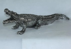 Krokodil figura Műanyag Ezüst 20,5x67x18,5cm