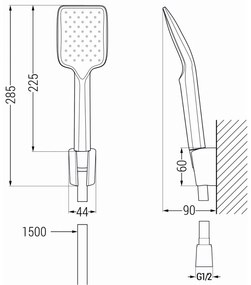 Mexen Sabre R62 kádcsaptelep zuhanygarnitúrával, fekete - 7213R62-70