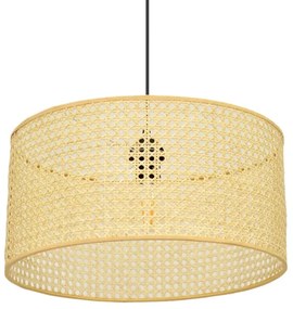Csillár zsinóron ALBA 1xE27/15W/230V á. 40 cm rattan/fekete