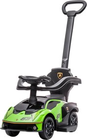 AIYAPLAY Ride-on autó tolókarral, 2 az 1-ben Ride-on jármű kormánykerékkel, kürttel, lábtartóval, üléstárolóval, zöld