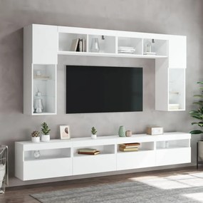 fehér falra szerelhető TV-szekrény LED-lámpákkal 60x30x40 cm