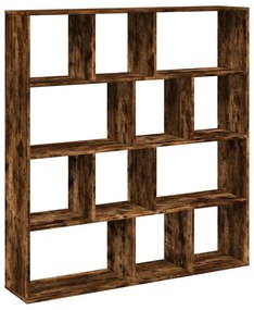 füstös tölgy színű szerelt fa könyvszekrény 132 x 29 x 141,5 cm
