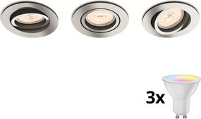 Philips 50393/11/PN - 3x LED RGBW dimmelhető beépíthető mennyezeti lámpa 1xGU10/4,8W/230V króm + távirányító
