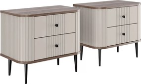 Vesper éjjeliszekrény szett 56 cm - kasmír / dió / fekete lábak