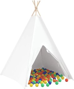 vidaXL Teepee sátor Fehér 120 x 120 x 150 cm Textil és Műanyag