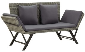 vidaXL szürke polyrattan kerti pad párnával 176 cm