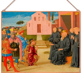 Totila before Saint Benedict üvegkép, falikép