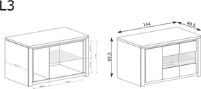 Aldabra Livinio L-3 komód, ribbeck tölgy / fényes fehér