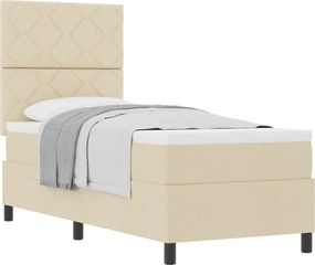 vidaXL Boxrugós ágy matracmal fejtámlával Krém 80 x 200 cm szövet