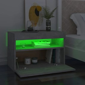2 db betonszürke éjjeliszekrény LED-lámpákkal 60 x 35 x 40 cm