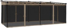 vidaXL tópszínű acél pavilon hálós oldalakkal 6 x 3 m