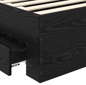 vidaXL Ágykeret fiókkal fejtámlával Fekete tölgy 90 x 200 cm Faanyag