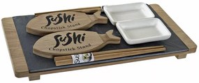 Sushi tálaló szett 9 db-os, bambusz tálcán