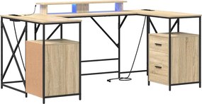 vidaXL Asztal fiókkal Sonoma tölgy 182 x 101 x 87,5 cm Faanyag