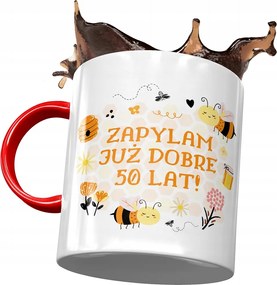 Piros Bögre Születésnapra 50 50-es 50-es Ajándék Nyomtatott Fotóval