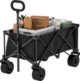 Outsunny Nyaralókocsi Nagy Kerekekkel Összecsukható Kertikocsi Állítható Fogantyúval, Bővíthető Hátsó Ajtóval, 100 kg Teherbírás, Minden Terepen Haszn