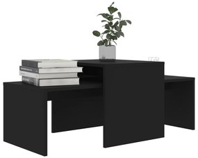 Fekete szerelt fa dohányzóasztal szett 100 x 48 x 40 cm