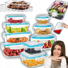 Üveg Élelmiszer Tároló Dobozok Élelmiszer Számára Bpa-mentes Üveg 9db!