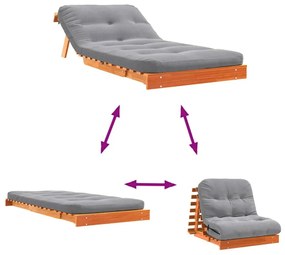 viaszbarna tömör fenyőfa futon kanapéágy matraccal 80x206x11 cm